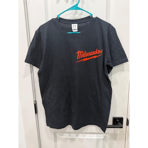 Milwaukee Tool Mens Black Graphic T-Shirt American Flag Tools FL-T1600 Small